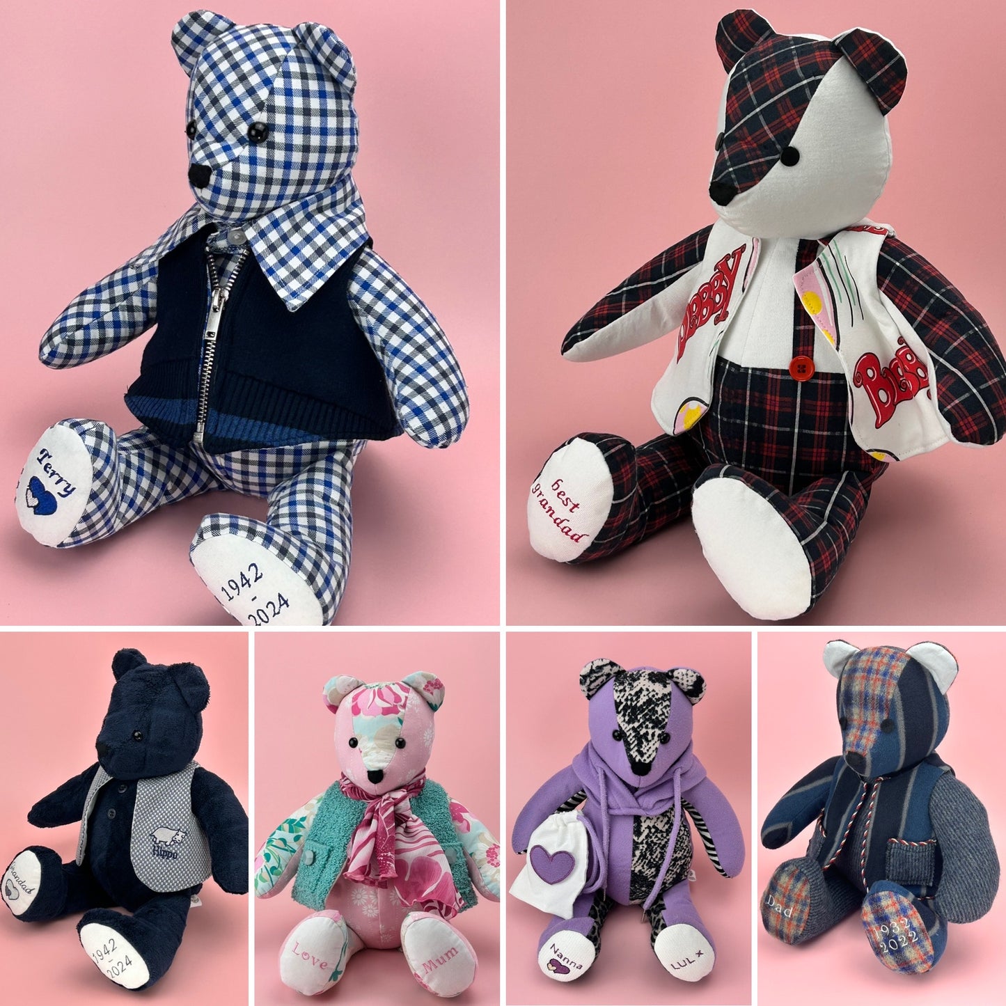 Custom Memory Bears With Removable Clothes Made From Your Loved Ones Clothing