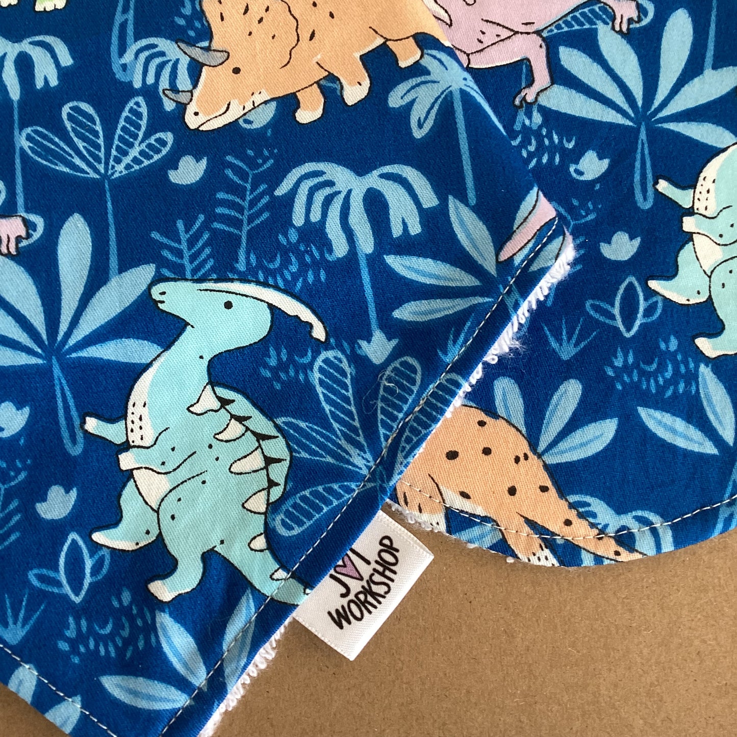 Handmade Dinosaur Baby Dribble Bib & Wash Cloth Gift Set