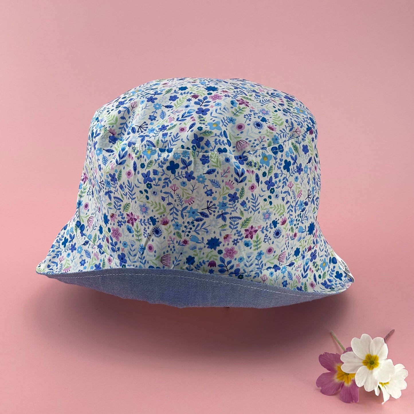 Reversible, Sweet Flower or Denim look, Child's Bucket Hat