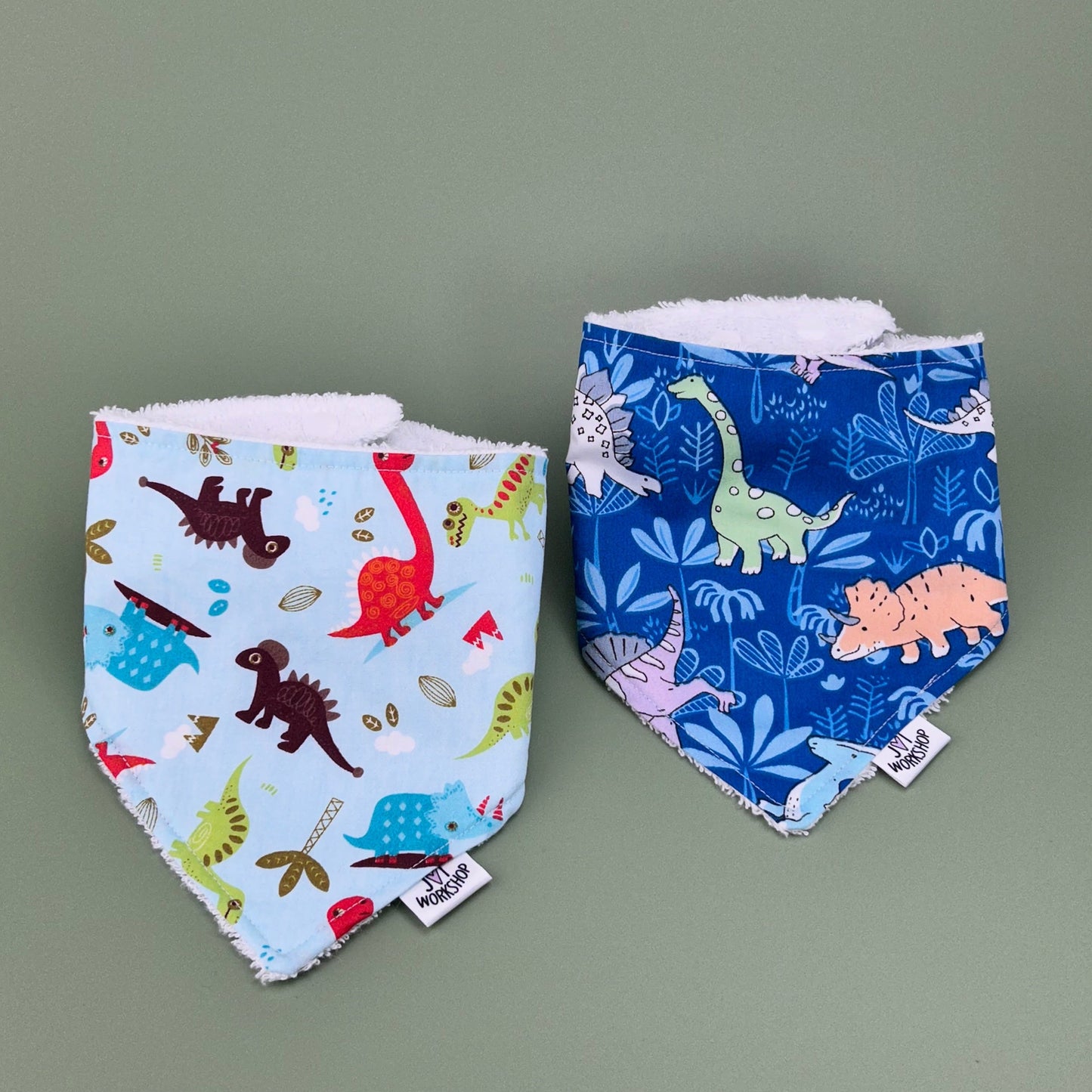 Handmade Dinosaur Baby Dribble Bib & Wash Cloth Gift Set
