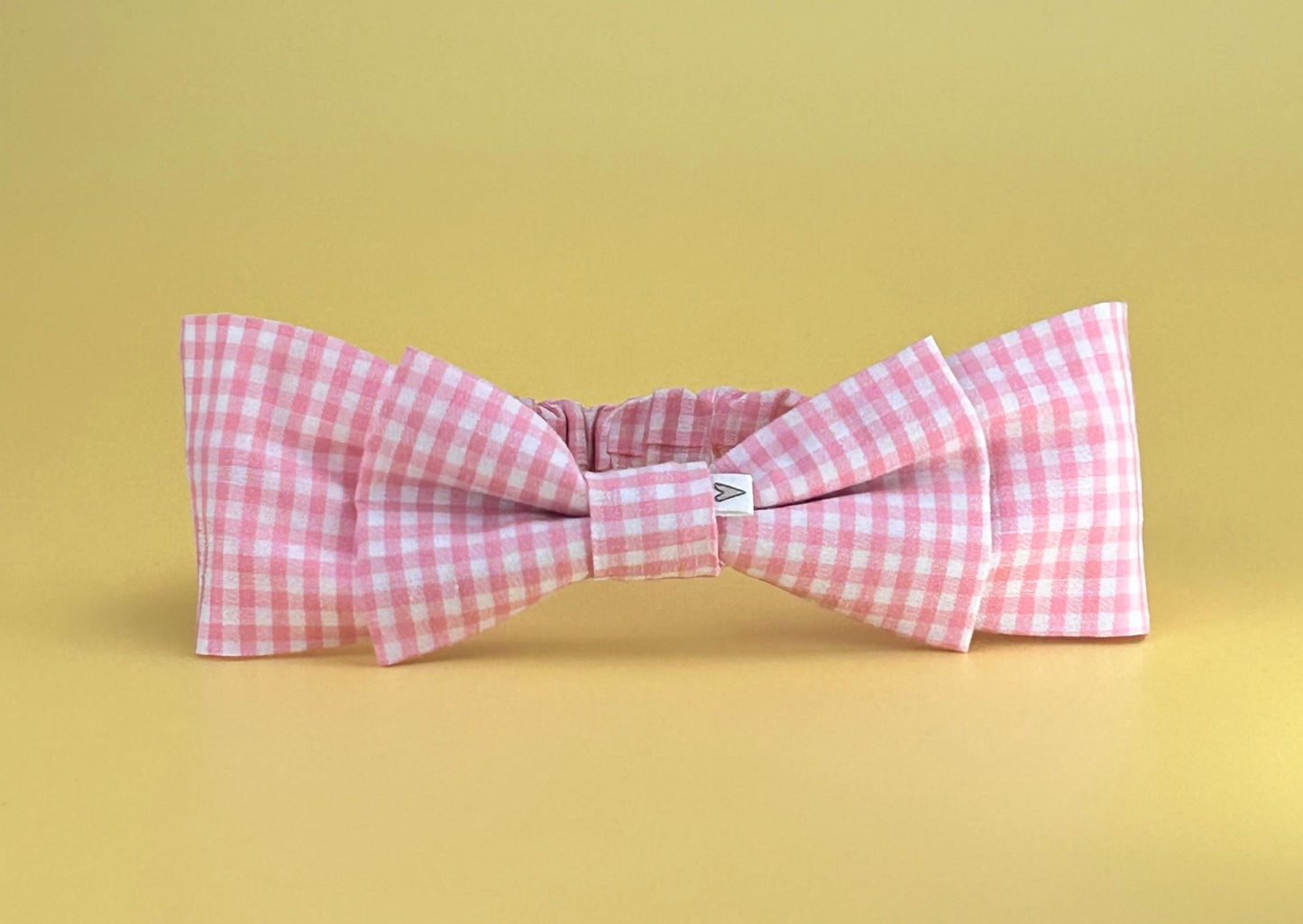Handmade Pink Blue Baby Bow Gingham Headbands - Cotton Summer Gift