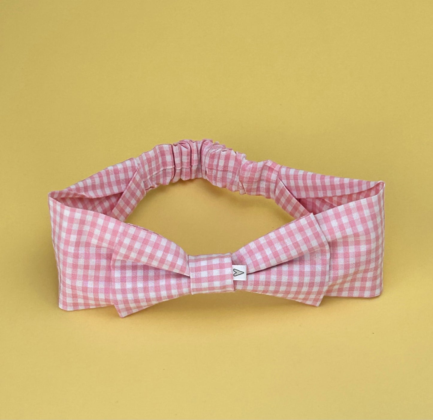 Handmade Pink Blue Baby Bow Gingham Headbands - Cotton Summer Gift