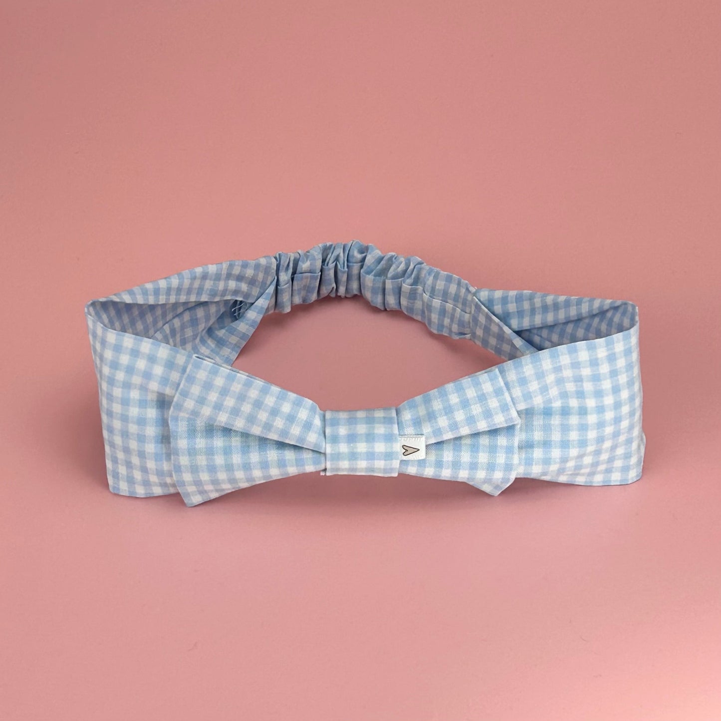 Handmade Pink Blue Baby Bow Gingham Headbands - Cotton Summer Gift