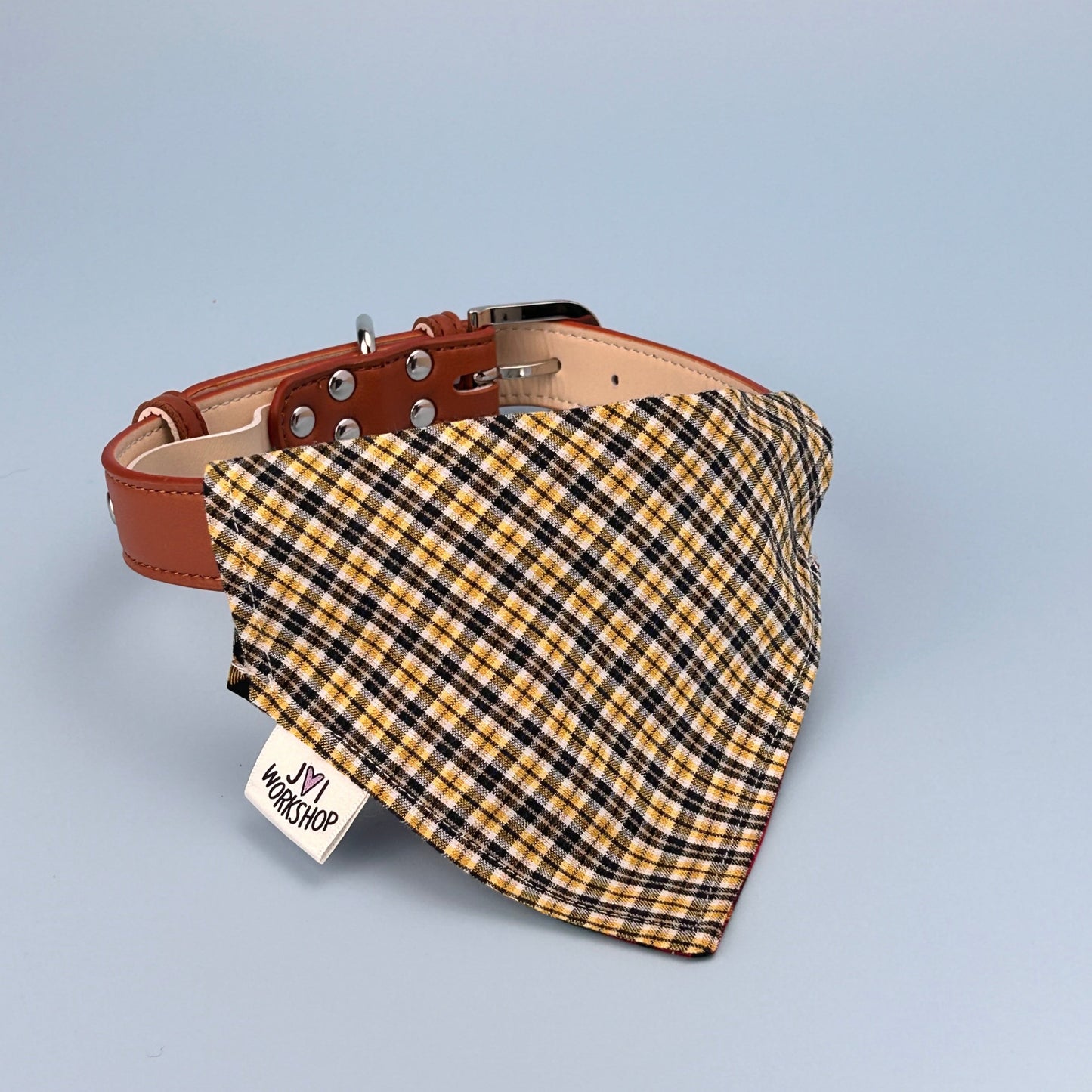 Small Reversible Tartan Dog Bandana - Over Collar & Popper Style