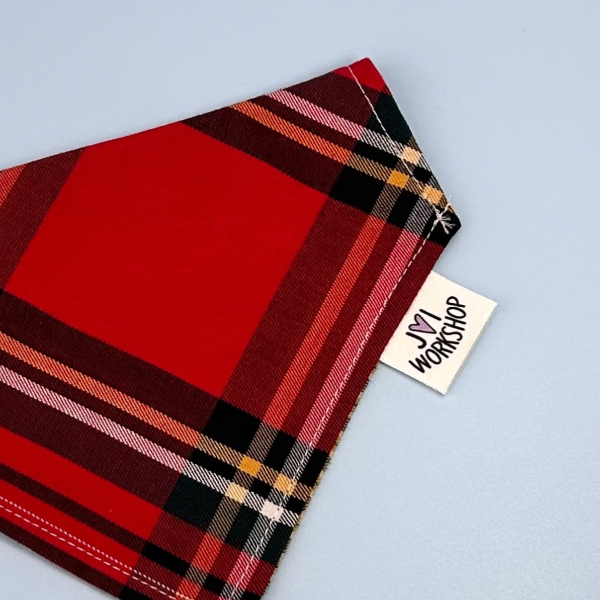 Small Reversible Tartan Dog Bandana - Over Collar & Popper Style