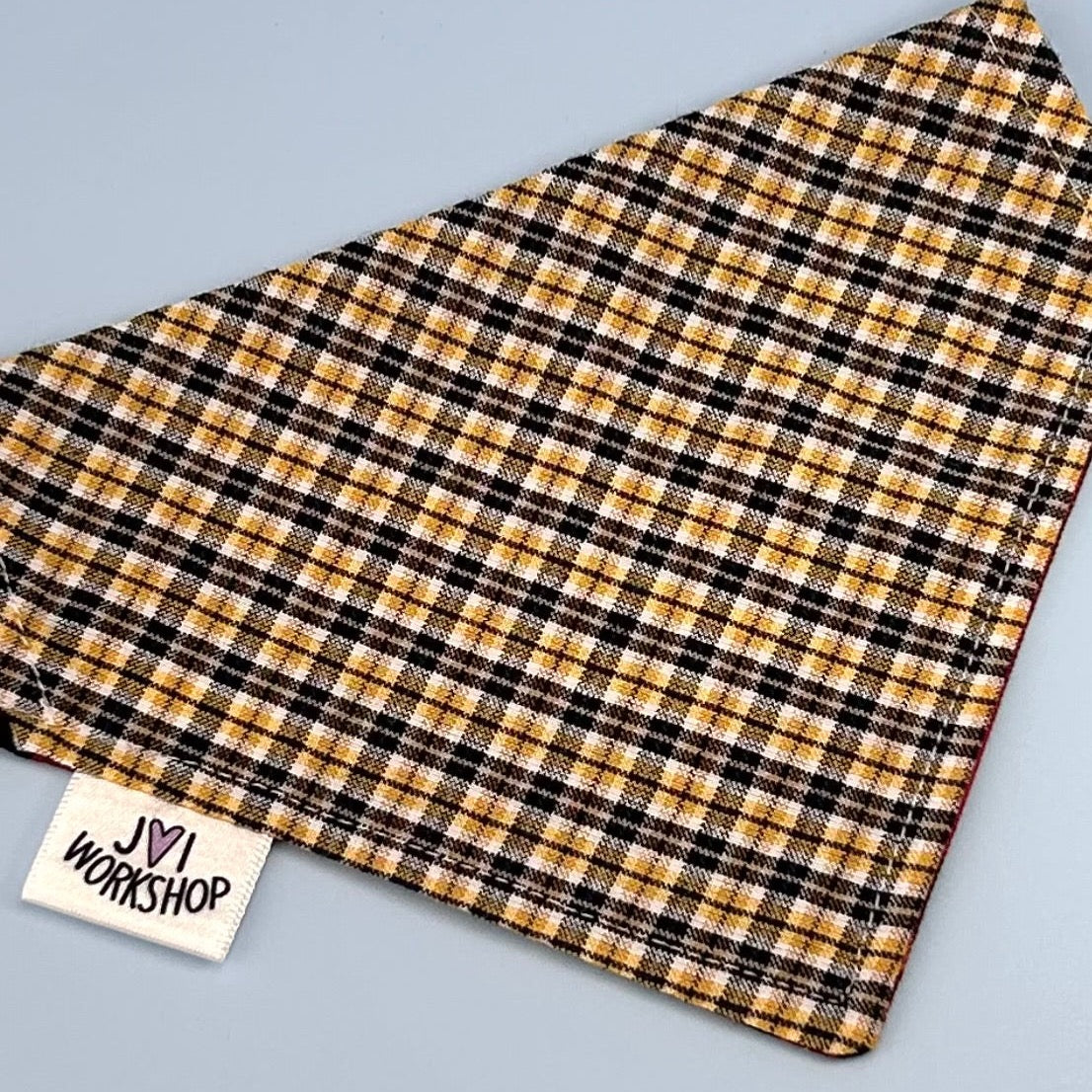 Small Reversible Tartan Dog Bandana - Over Collar & Popper Style
