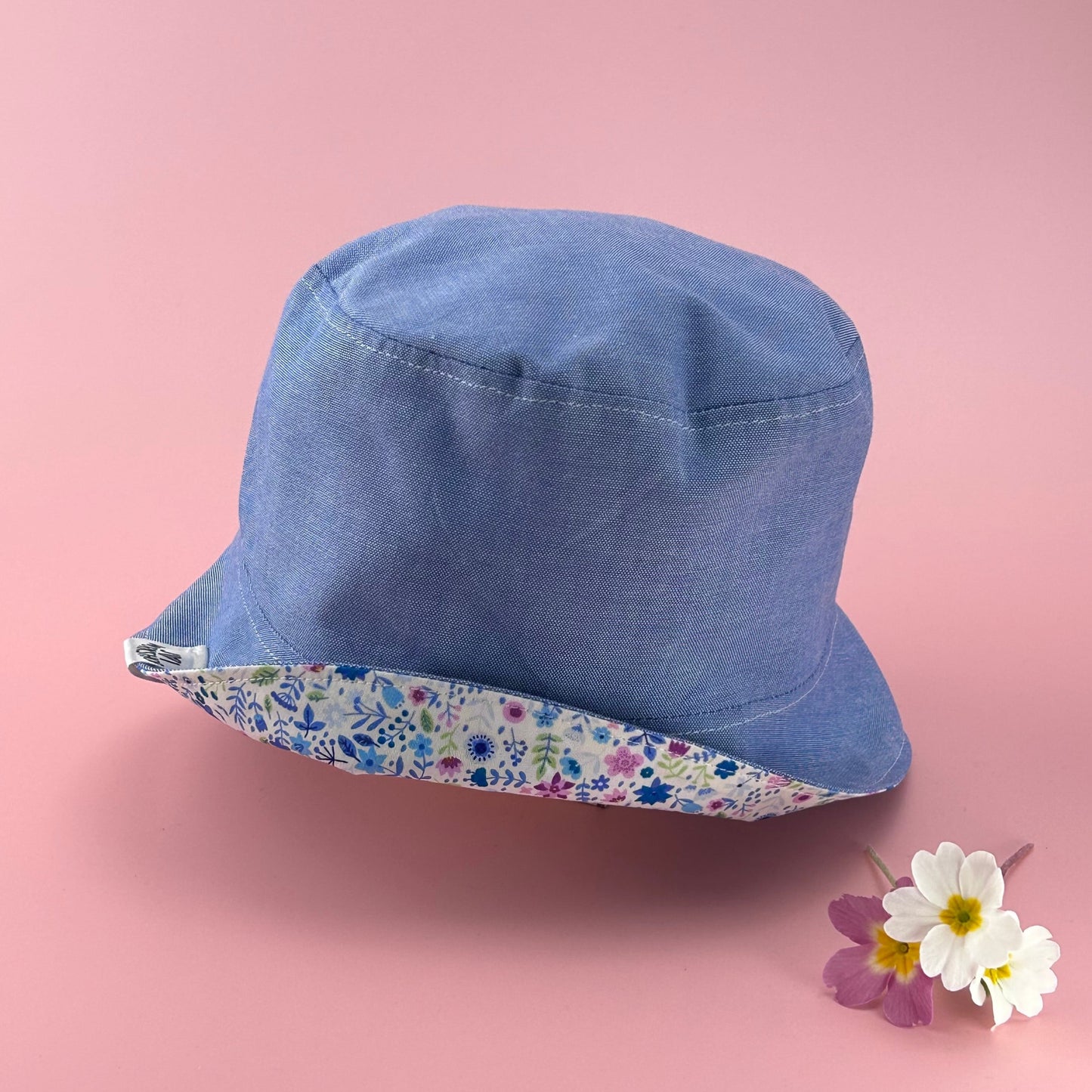 Reversible, Sweet Flower or Denim look, Child's Bucket Hat