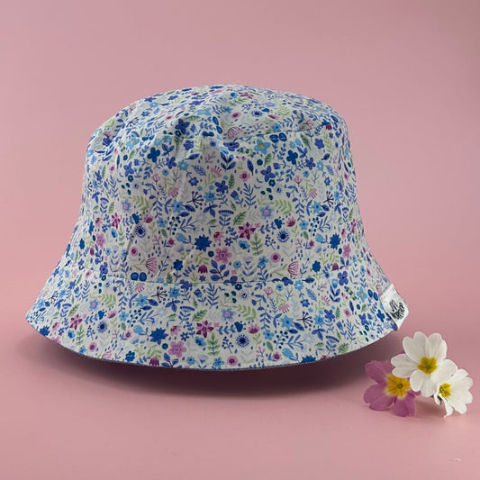 Reversible, Sweet Flower or Denim look, Child's Bucket Hat