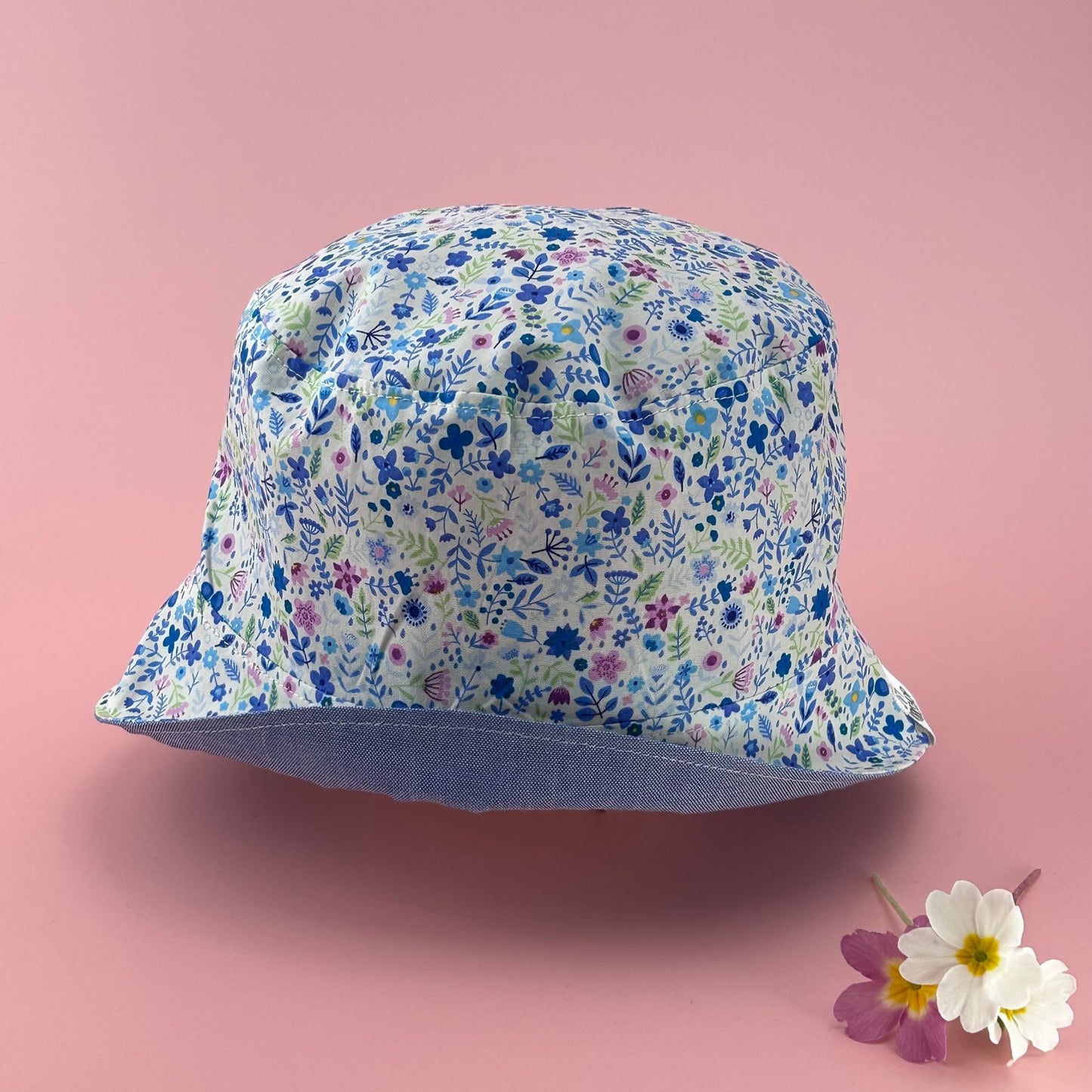 Reversible, Sweet Flower or Denim look, Child's Bucket Hat