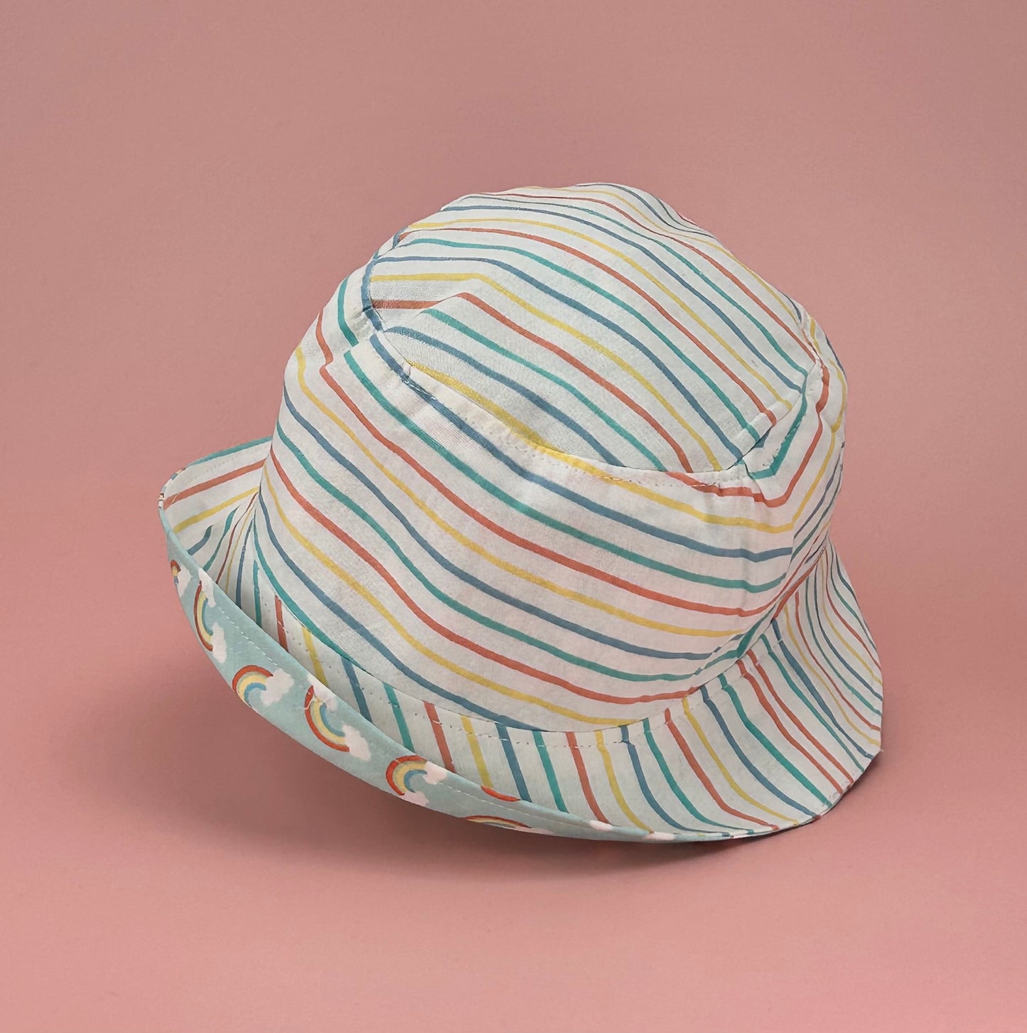 3-6 months, Reversible, rainbow & stripes bucket hat. (One Only!)