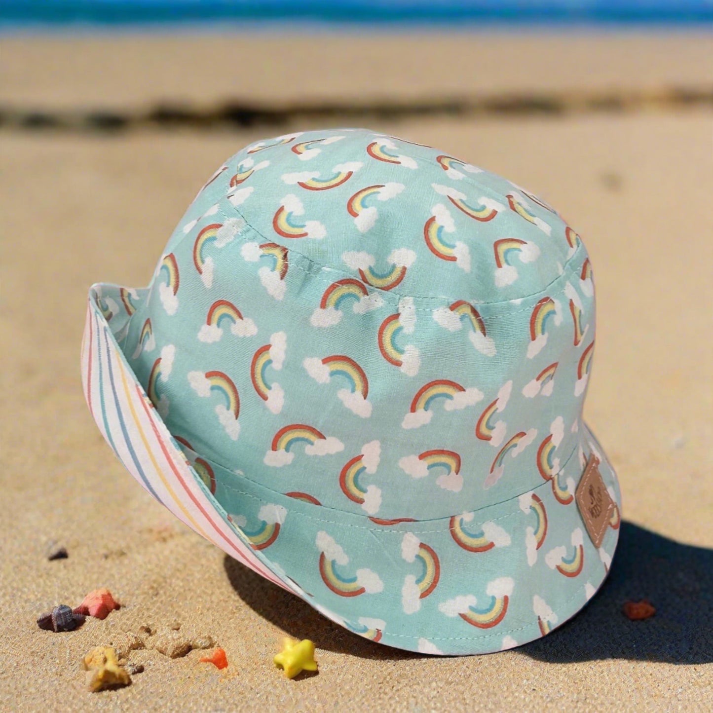 3-6 months, Reversible, rainbow & stripes bucket hat. (One Only!)