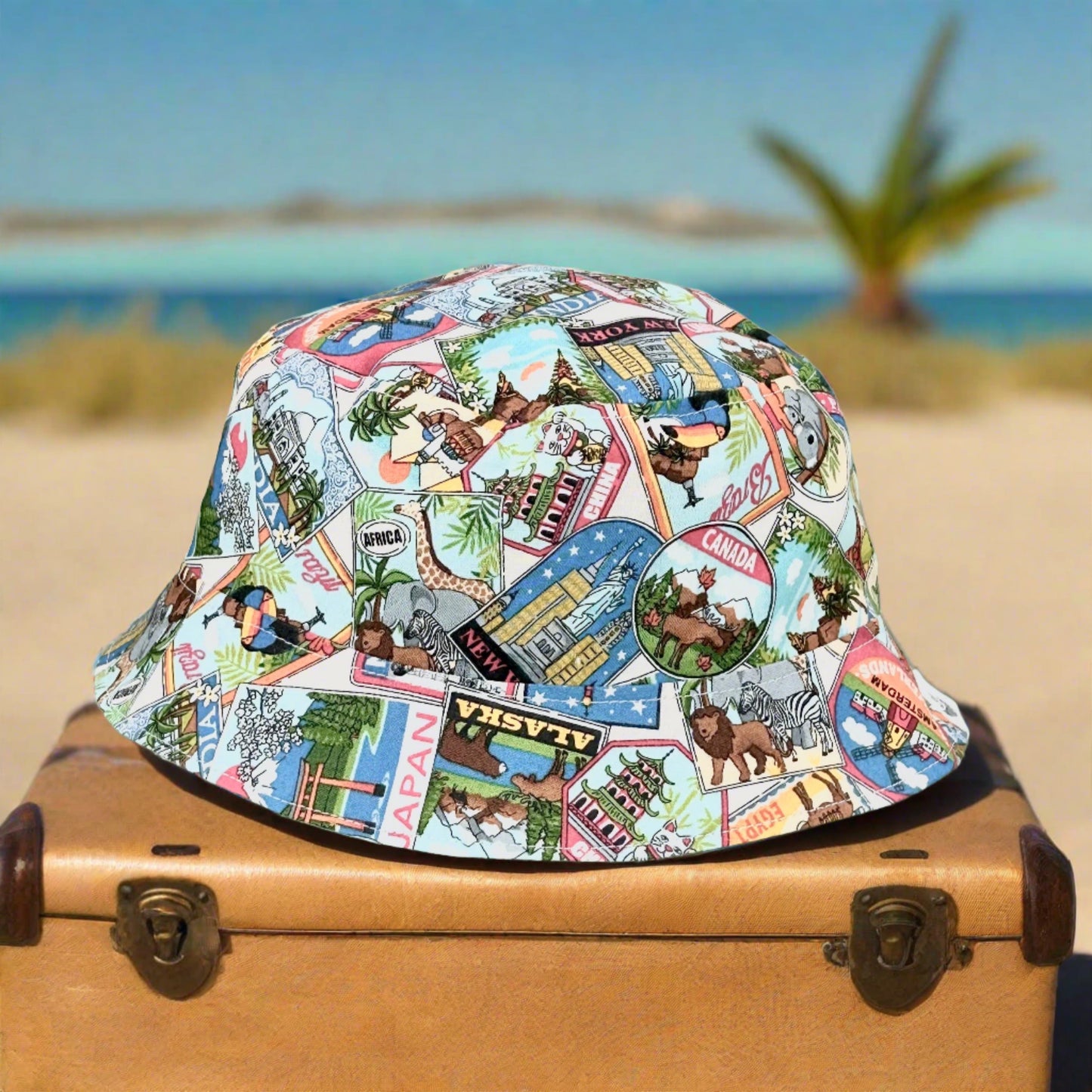 Age 3 Years, Reversible, travel/safari design bucket hat. (One Only!)