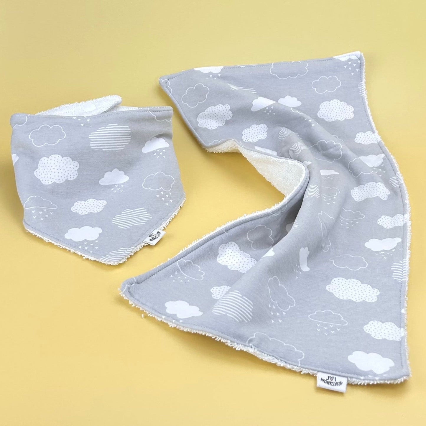 Baby Shower Premium Gift Boxed Set - Grey & White Cloud Design.