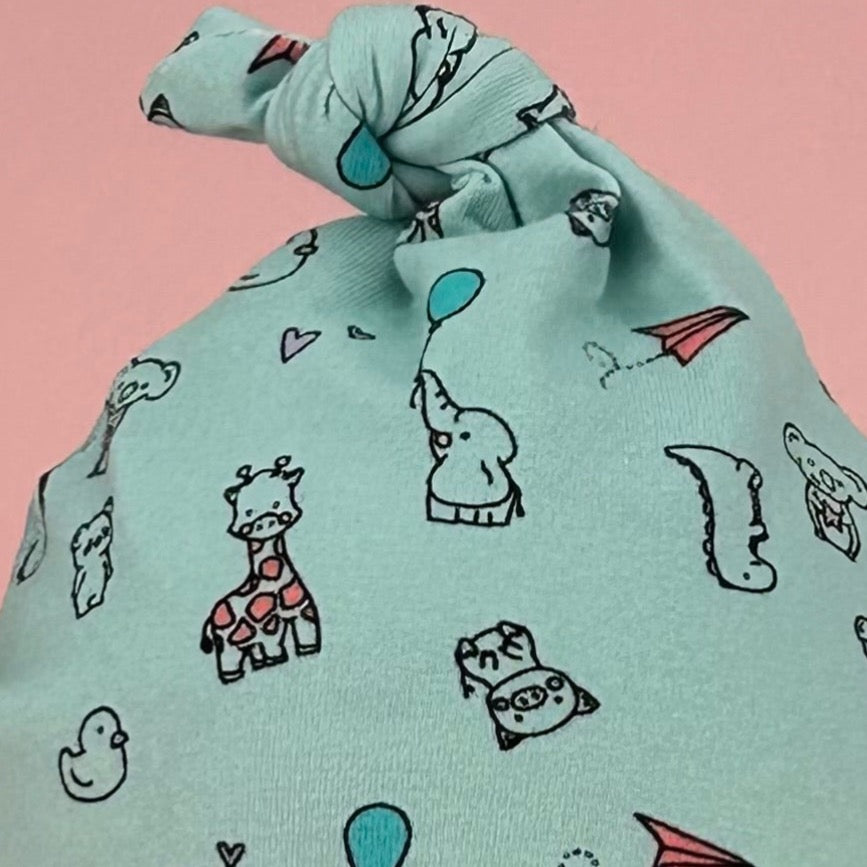 Cute Animals, Green Baby Knot Hats & Dribble Bibs