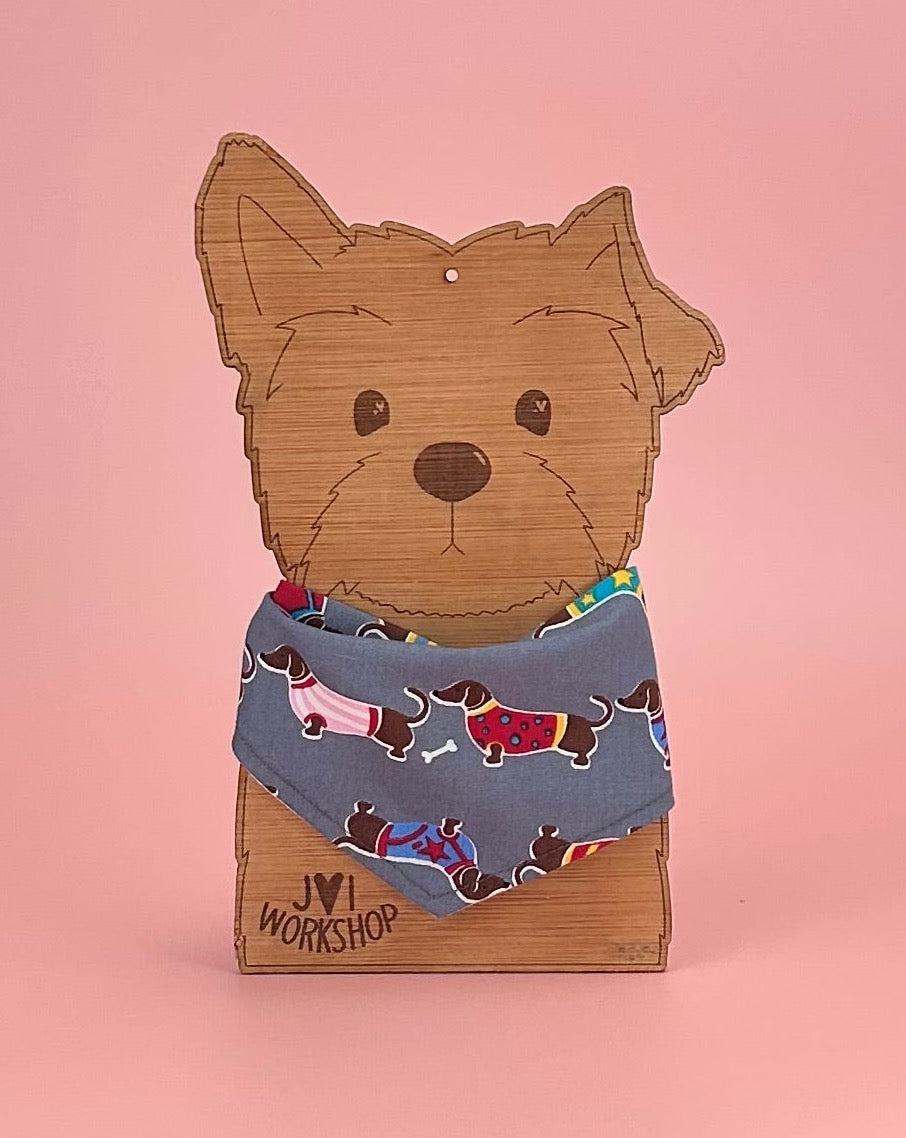 Small Size - Reversible Sausage dog bandanas