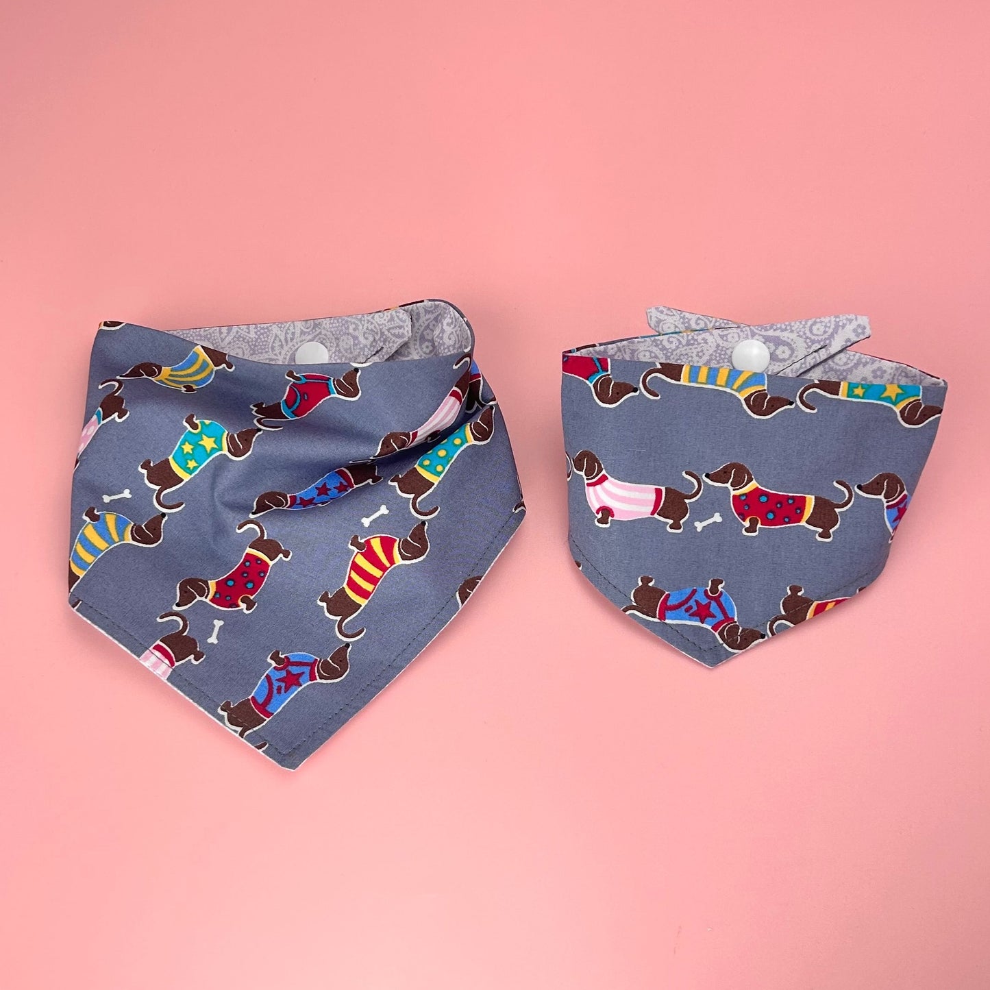 Small Size - Reversible Sausage dog bandanas