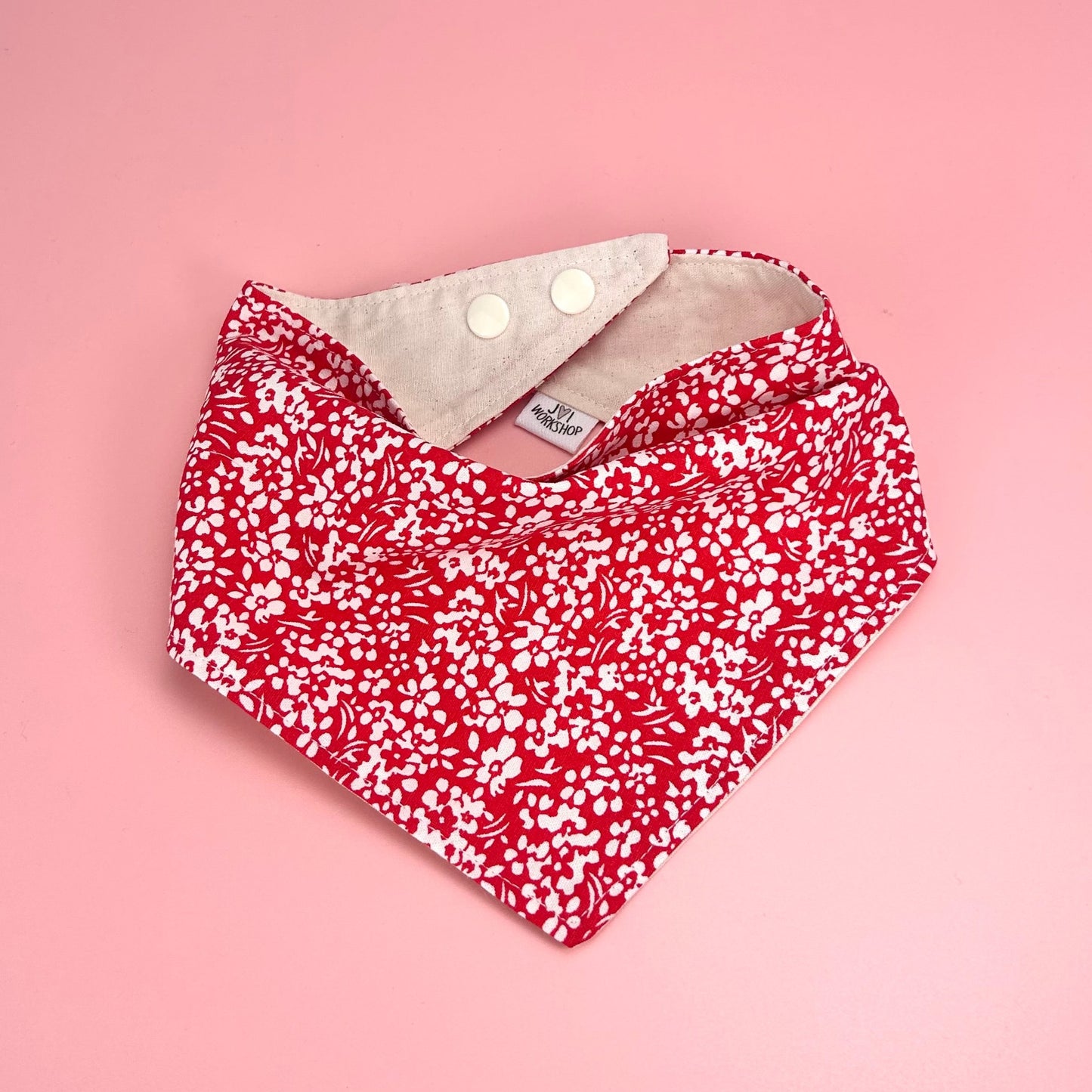 Medium size - Red & White Flower Pet Bandanas & Bow ties