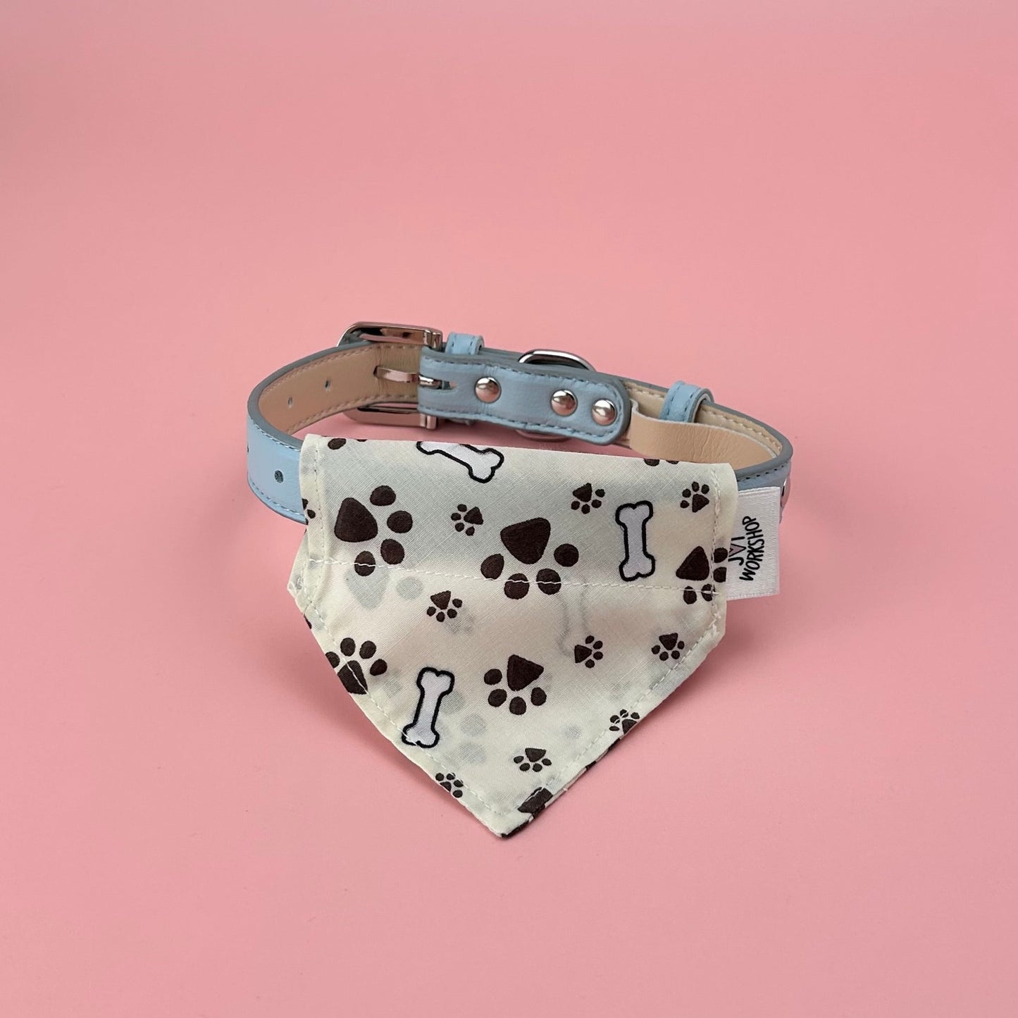 Small/Medium, Over the Collar Paw-Prints Dog Bandana