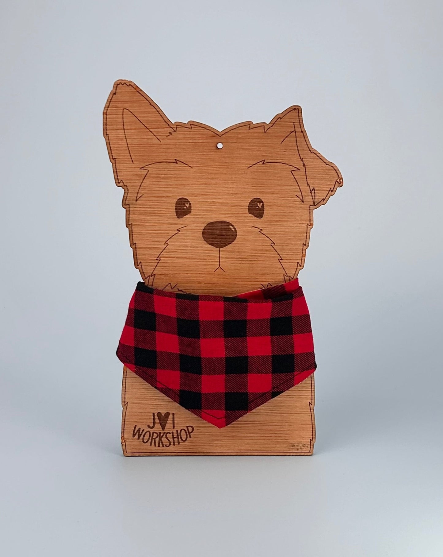 Small Size - Red buffalo check & tartan reversible popper style dog bandanas and bowties