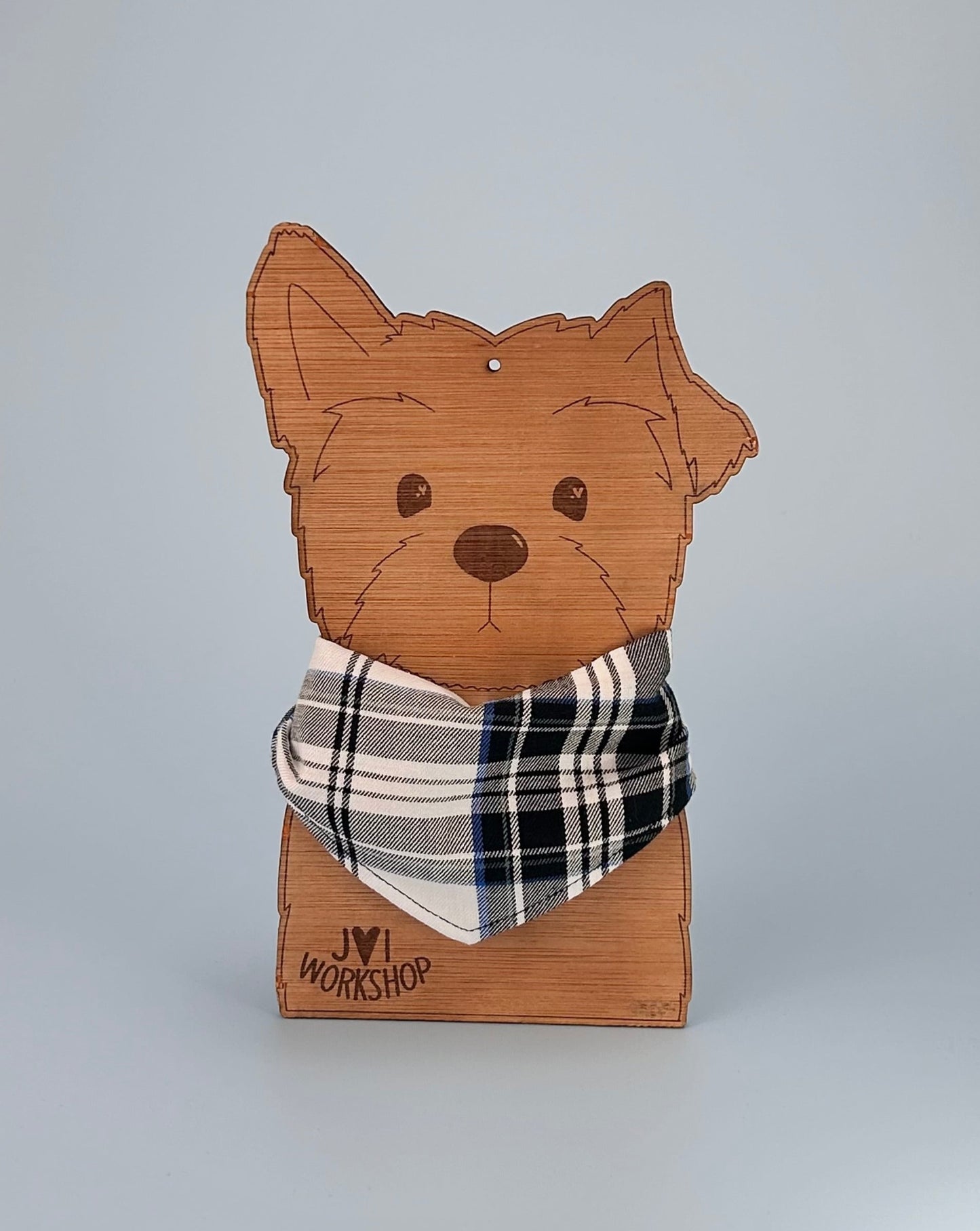 Small Size - Red buffalo check & tartan reversible popper style dog bandanas and bowties